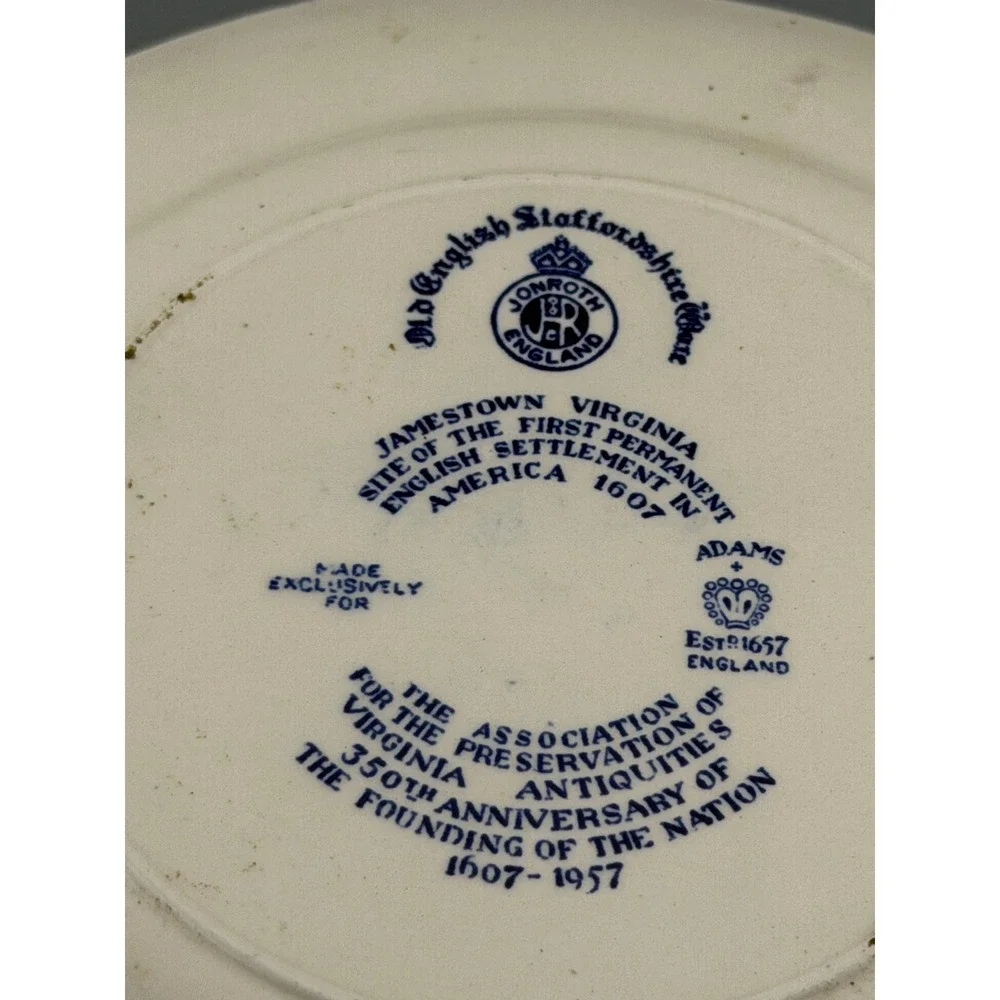 Vintage Jonroth Ceramic Plate Jamestown Virginia Old Church Tower 6 3/4